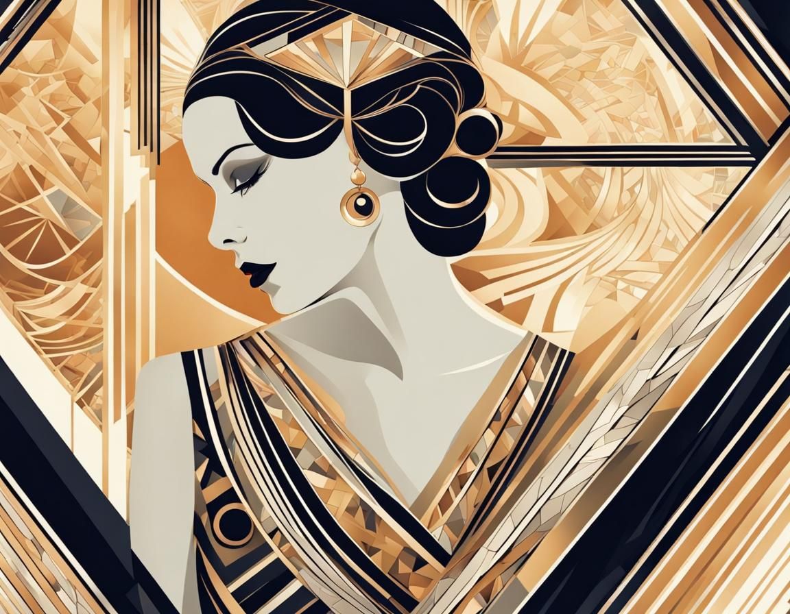 Art Deco Illustration of a Beautiful Woman
