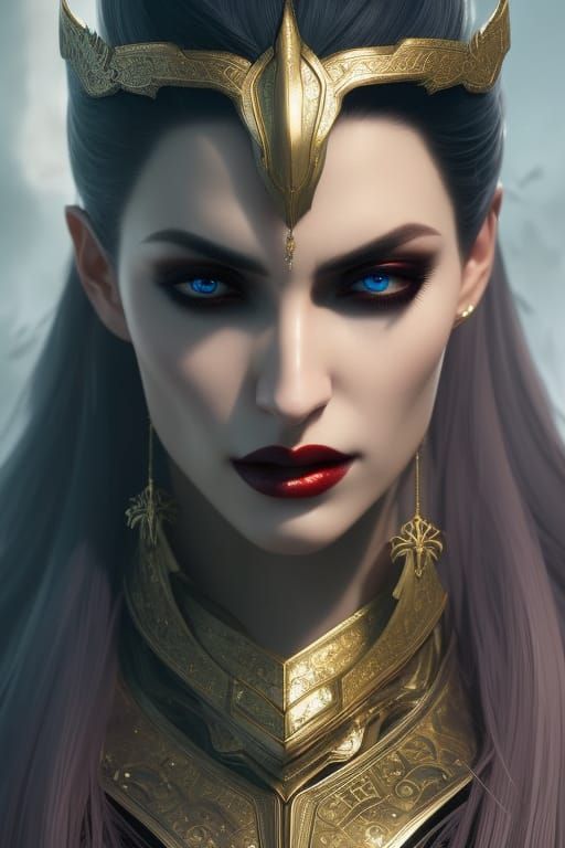 Ancient Vampire Portrait in Art Nouveau Style