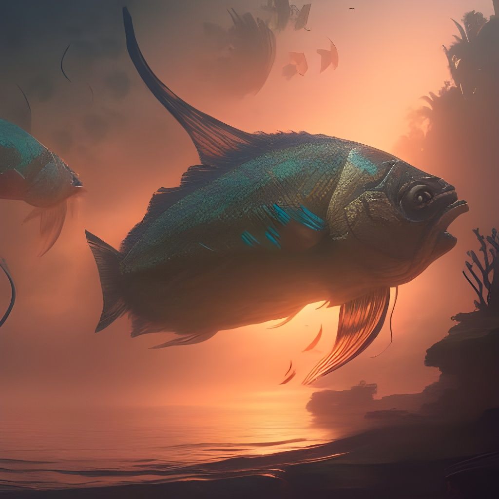 Tropical Fish in Coral Reef: Art Nouveau Style