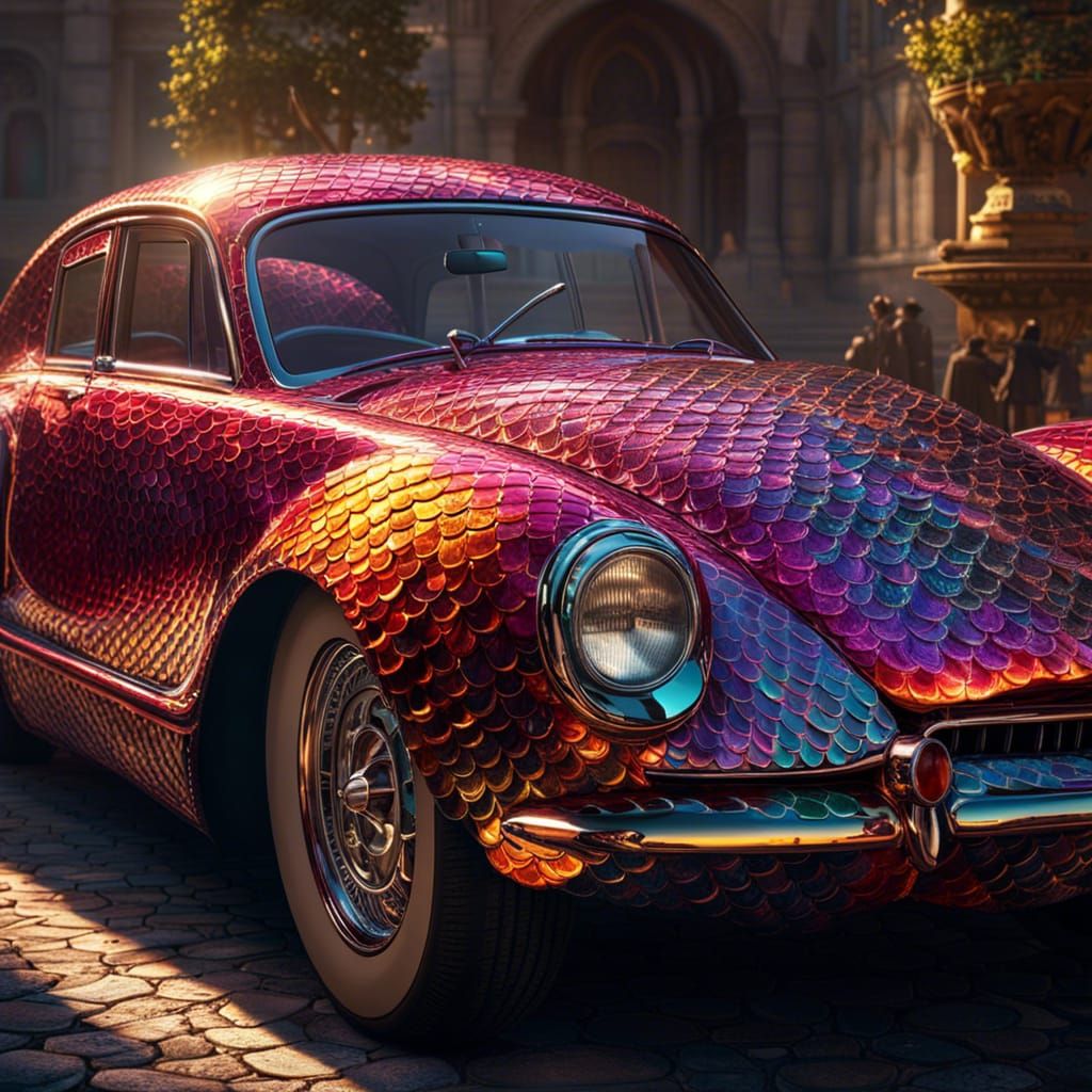 Dragon Scale Car: Hyperdetailed Fantasy Concept Art