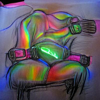 Neon Kink Club: Iridescent Leather Ink Drawing