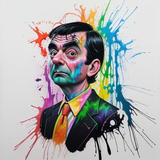 Psychedelic Mr. Bean Portrait in Vibrant Colors