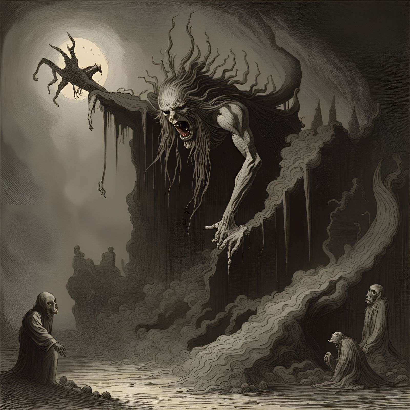 Terrifying Demonic Spirit in Gothic Horror Style