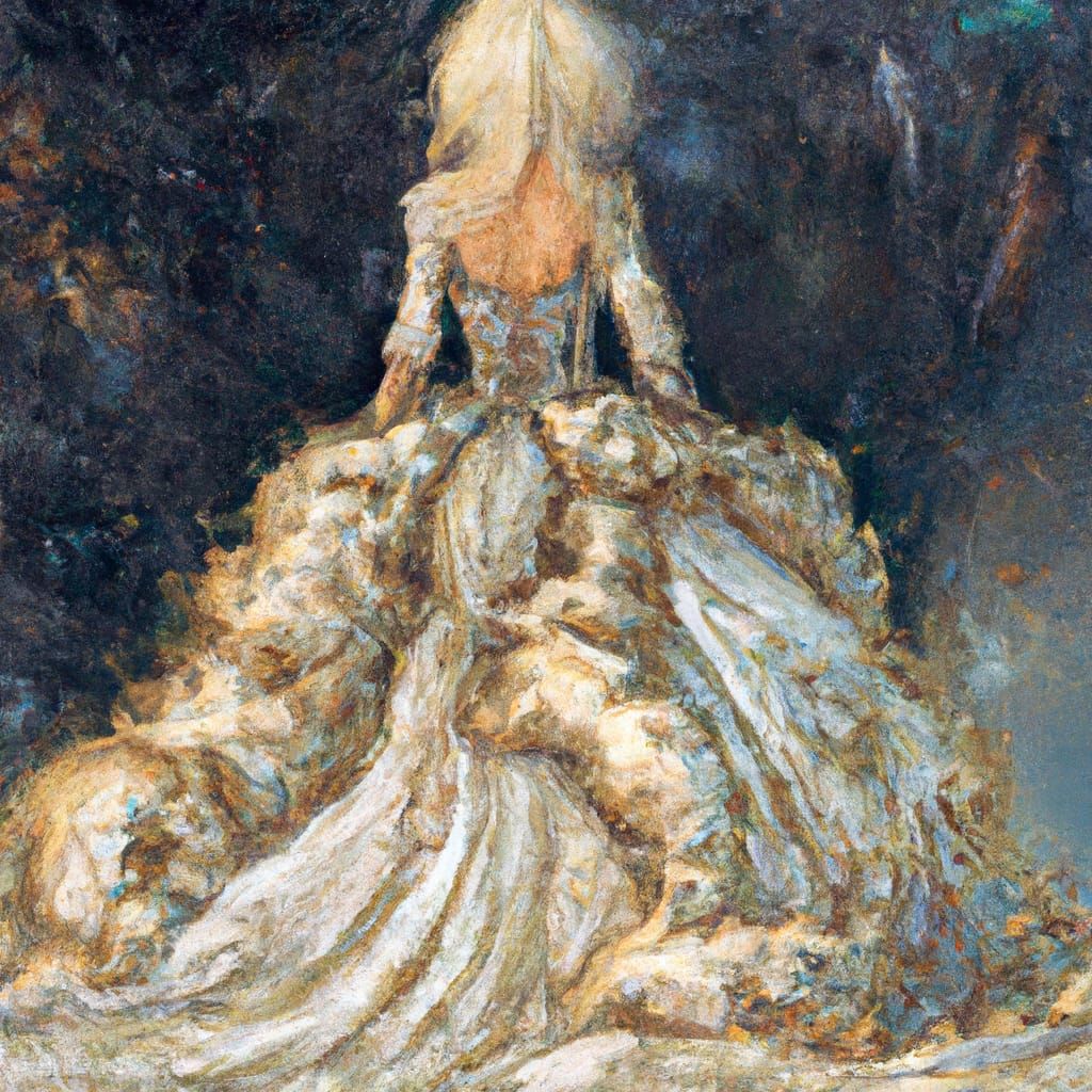 Surreal Woman in Ballgown with Glitching Cosmos