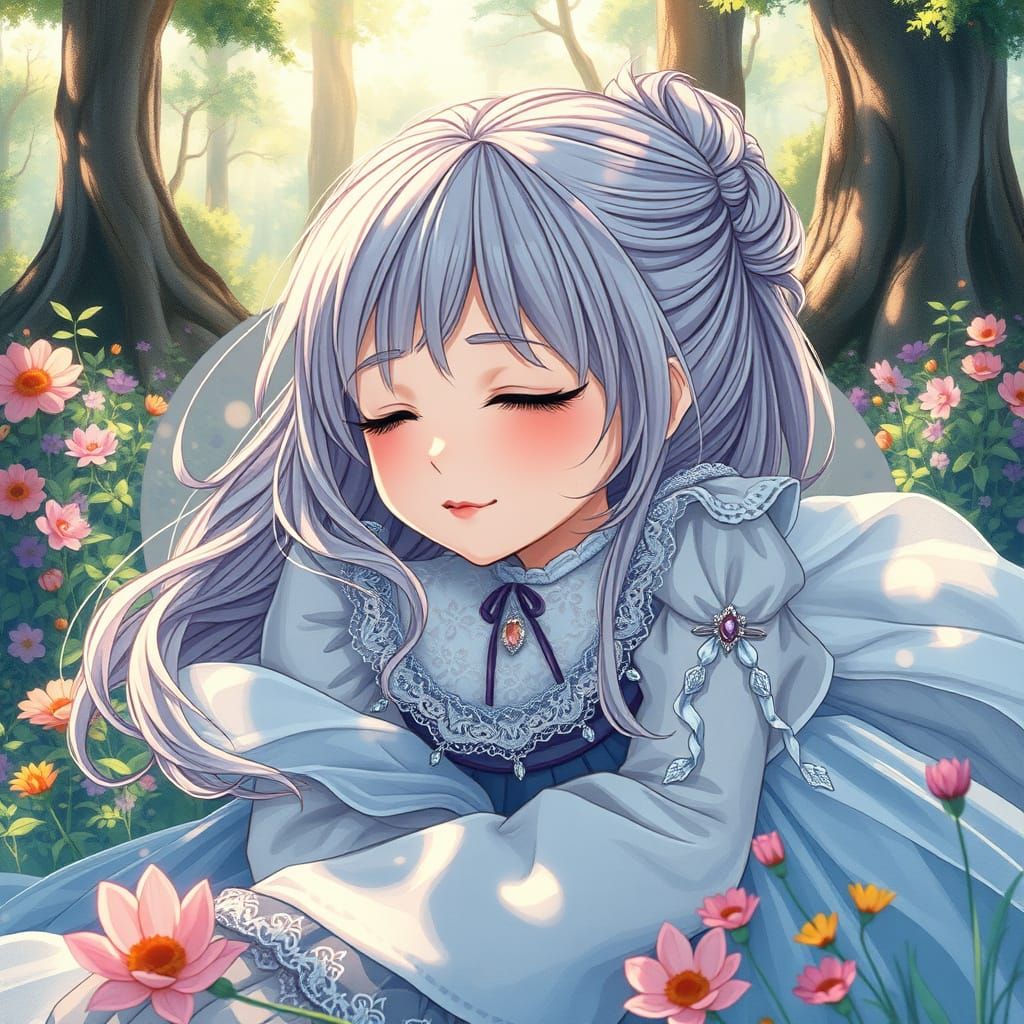 Anime Princess in Enchanted Forest