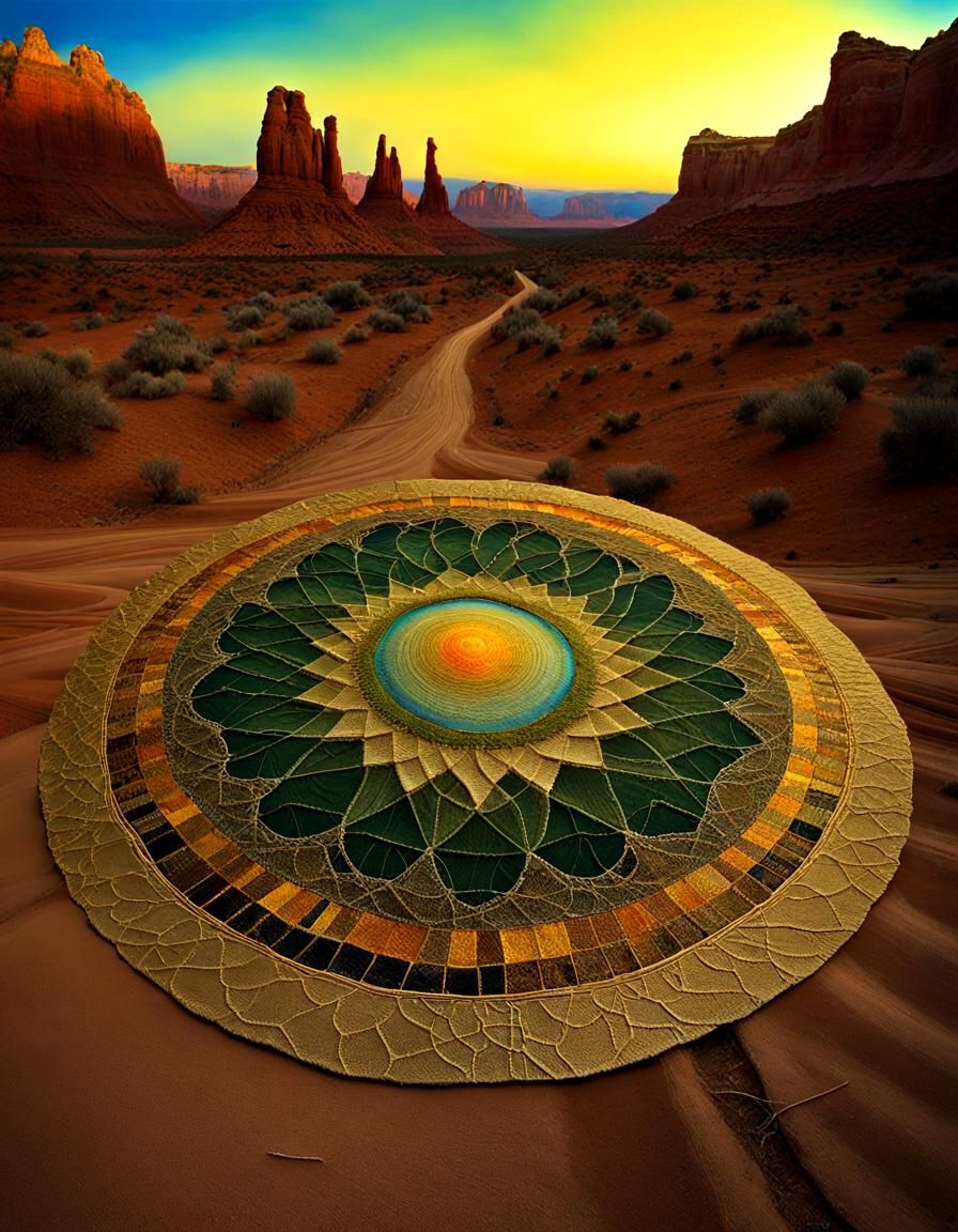 Long Road Through Terraformed Landscape in Shabby Chic Style