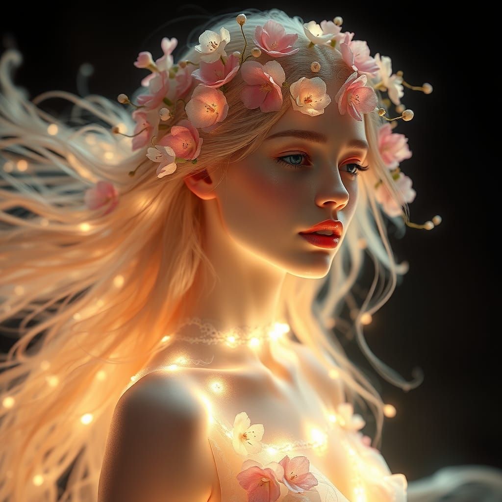 Ethereal Flower Woman Portrait in Digital Art