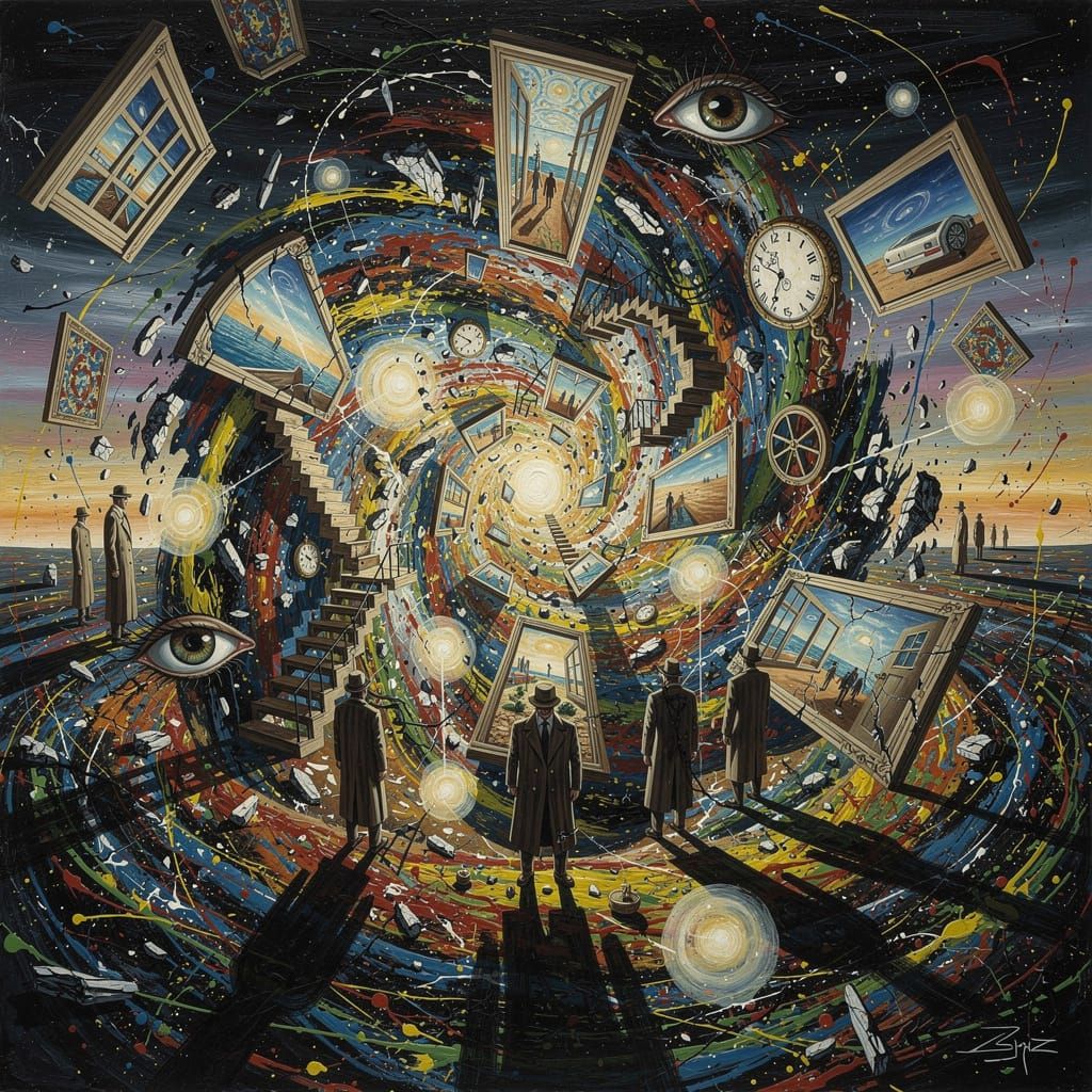 Surreal Vortex of Fragmented Thoughts and Realities