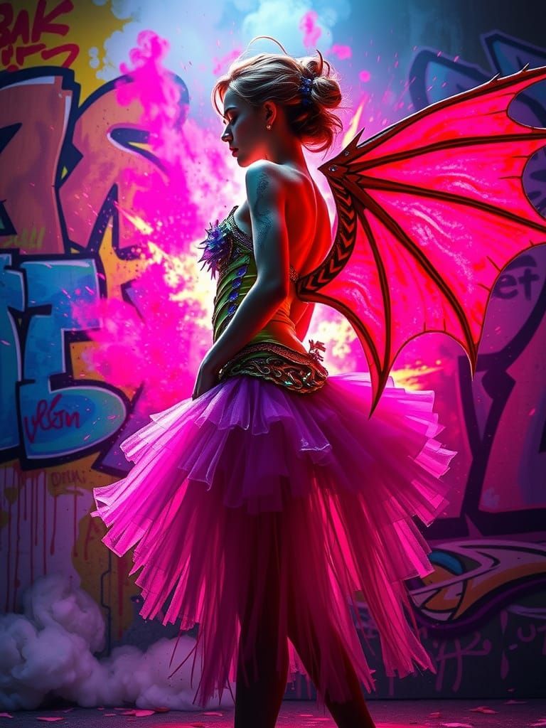 Ballerina in a Neon Explosion