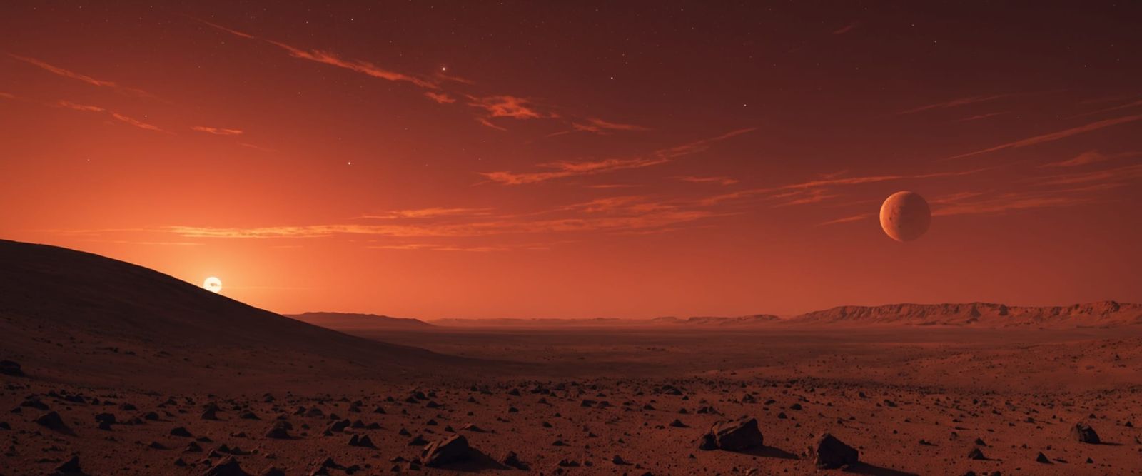Red Sky Over Mars Landscape