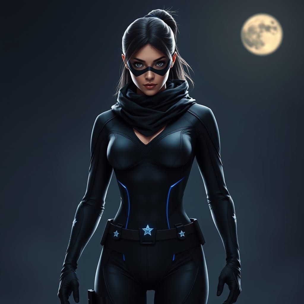 Female Vigilante in Sleek Tactical Stealth Suit