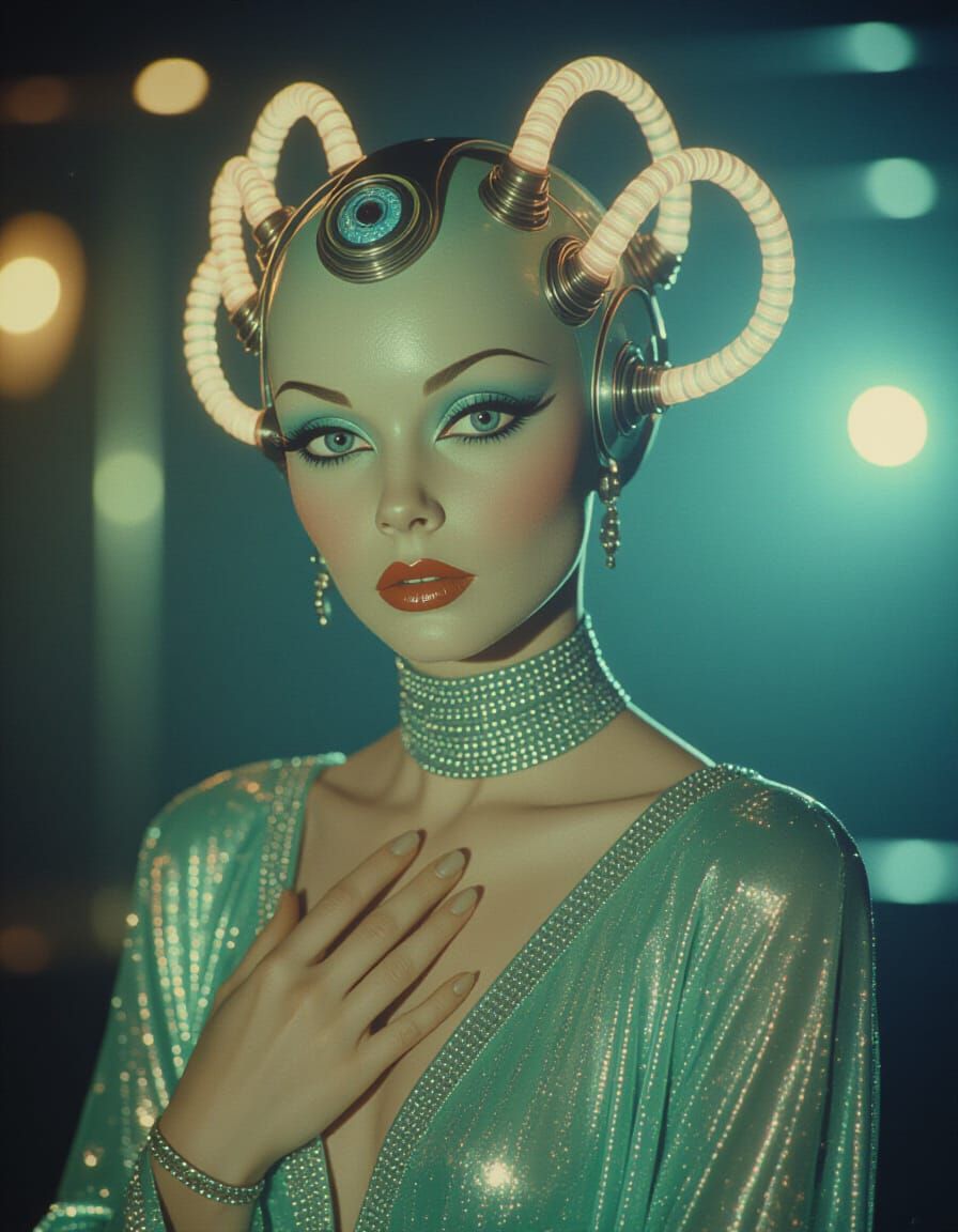 Vintage Portrait of an Alien Cyborg Starlet