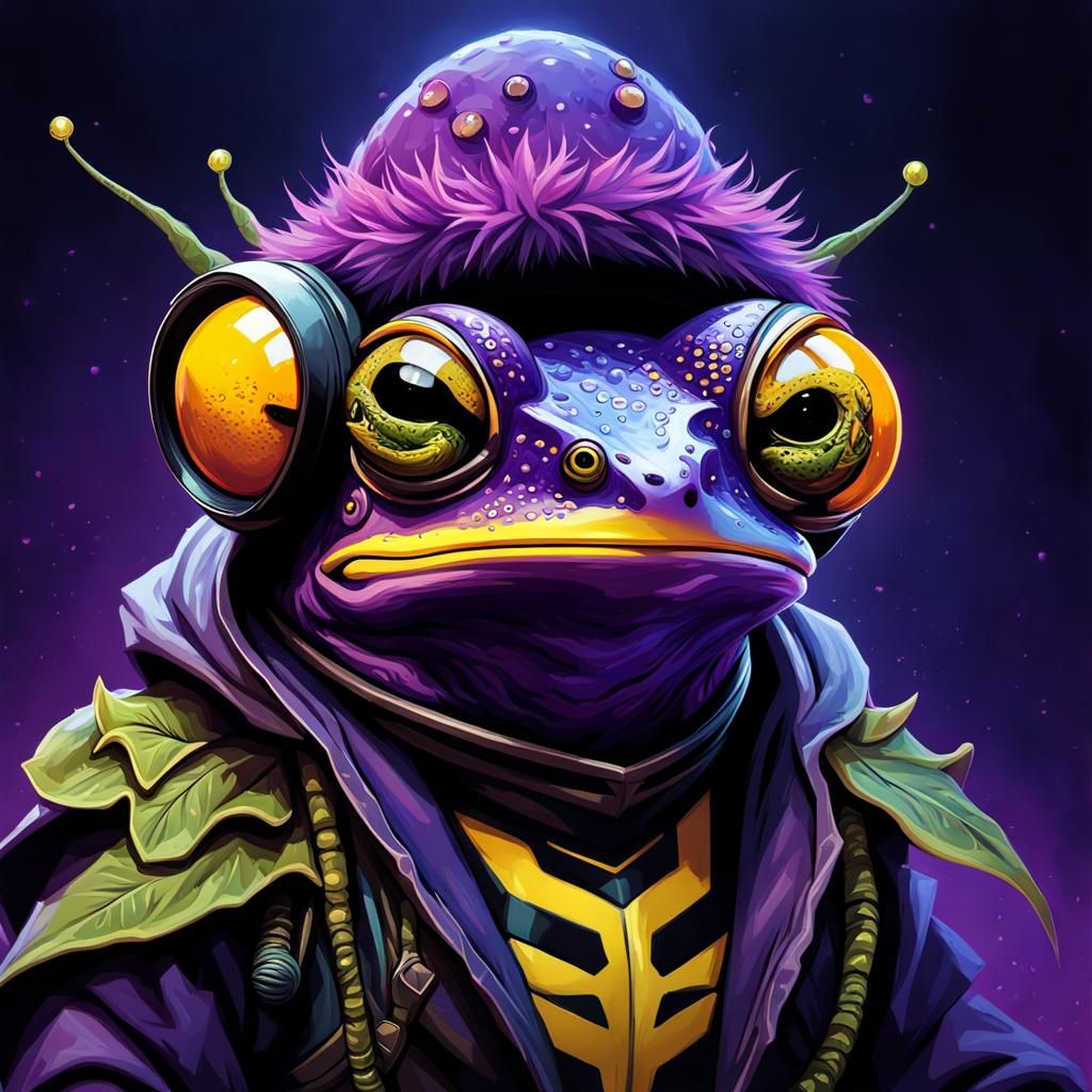 Frog-Bee Alien Wanted Poster in Dark Fantasy Style