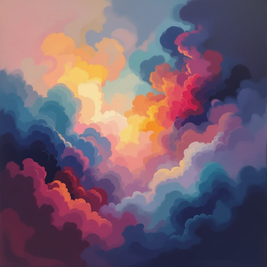 Mysterious Nebulous Clouds in Abstract Expressionist Style