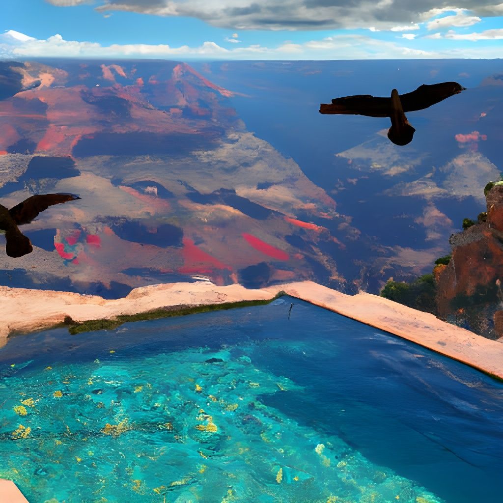 Grand Canyon Resort Pool with Vultures