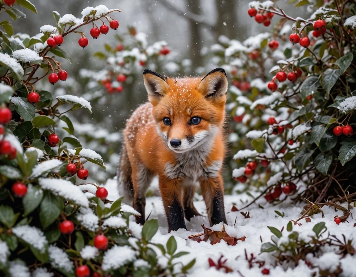 Baby Fox in Winter Wonderland