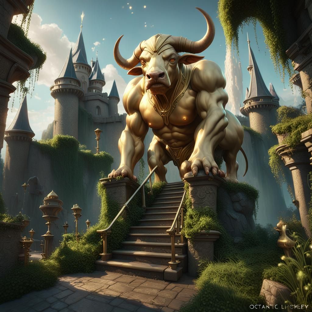 Minotaur in Garden Utopia as Geiger Art