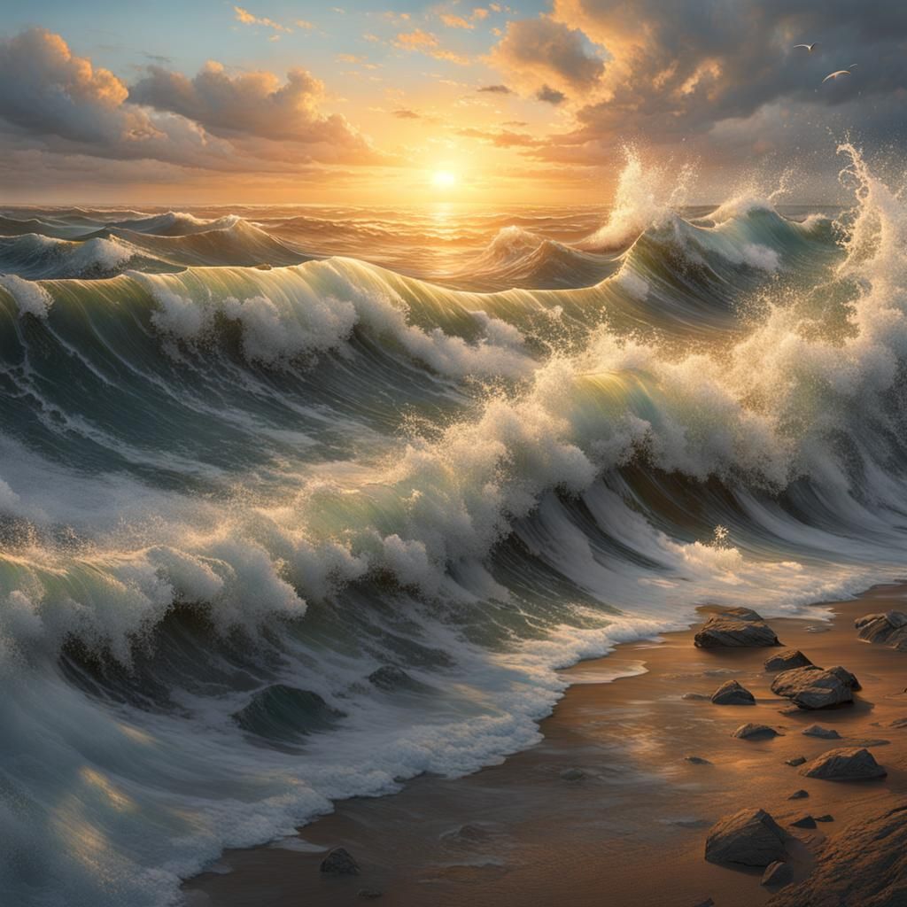 Sunrise Over the Sea: Detailed Studio Photo