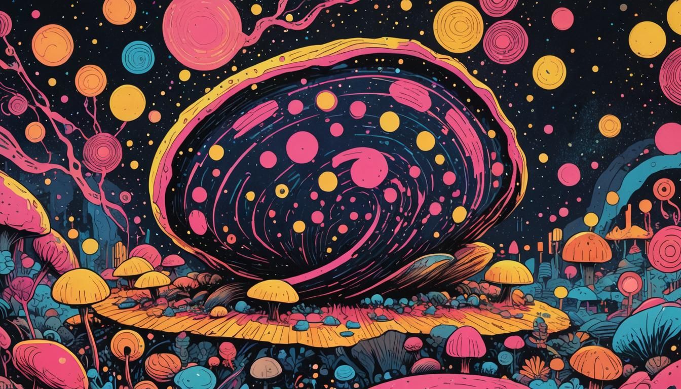 Retrofuturistic Comic Book Art with Snail and Brain