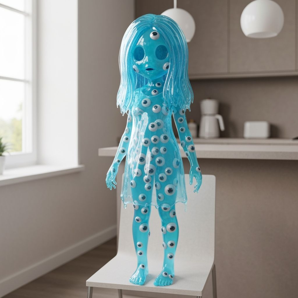 Eldritch Slime Girl in Scandinavian Kitchen