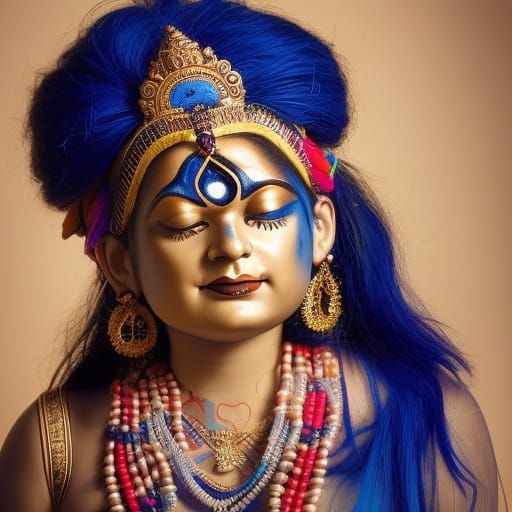 Blue Hindu Goddess Plays Electric Guitar