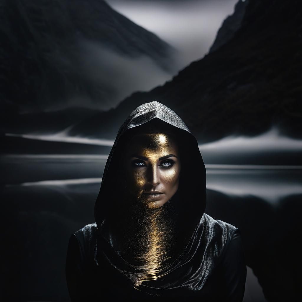 Metallic Ink Double Exposure: Eyes of Sorrow