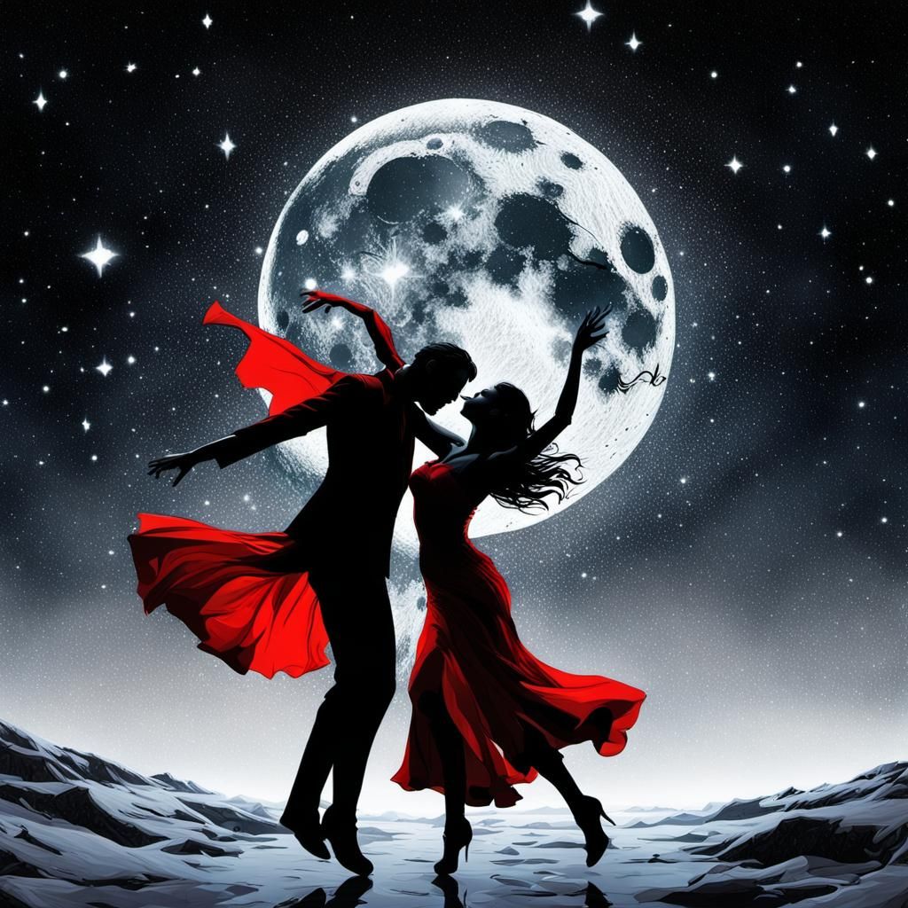 Cosmic Dance: A Macabre Impasto Illustration