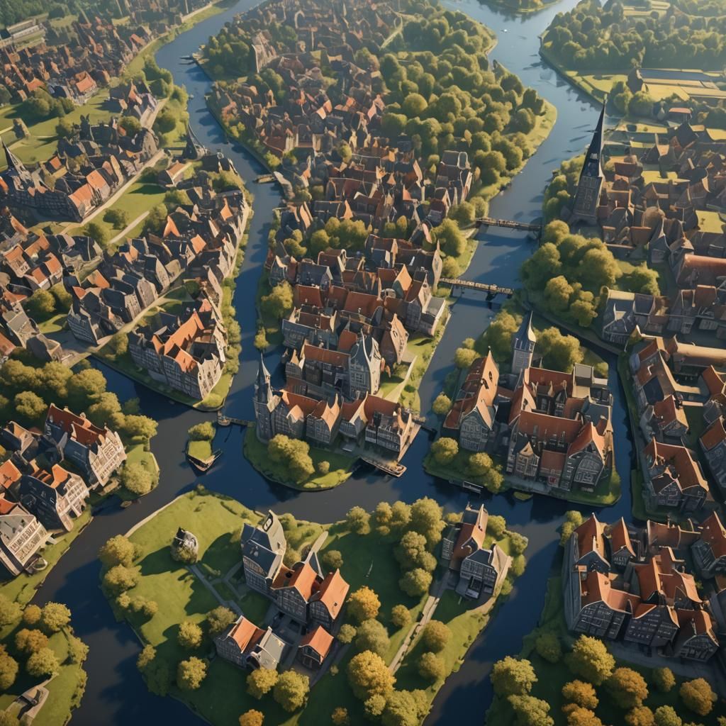 17th Century Dutch River Scene: Detailed Matte Painting