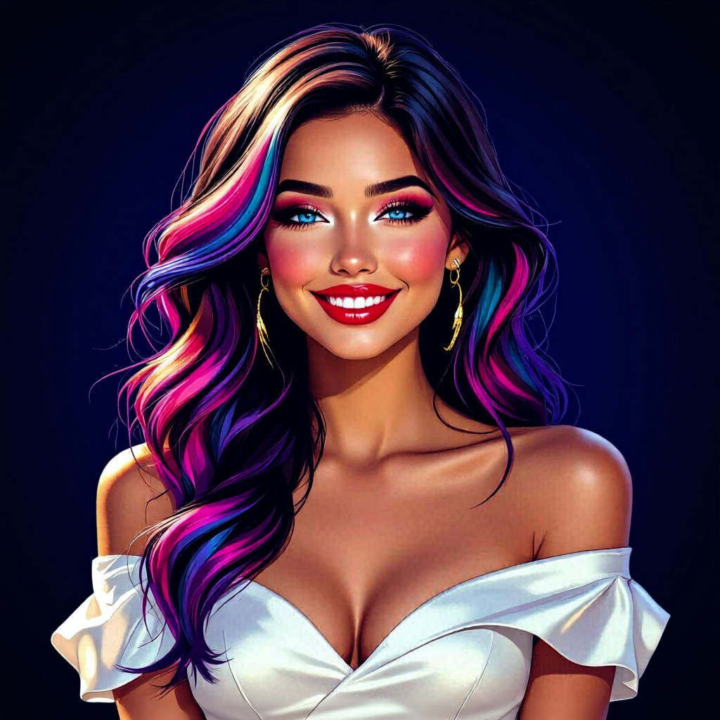 Beautiful Woman with Rainbow Hair as Digital Art