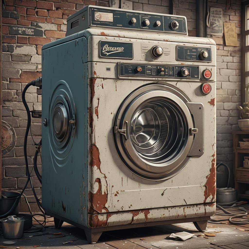 Vintage Poster Advertising First Electric Washing Machine