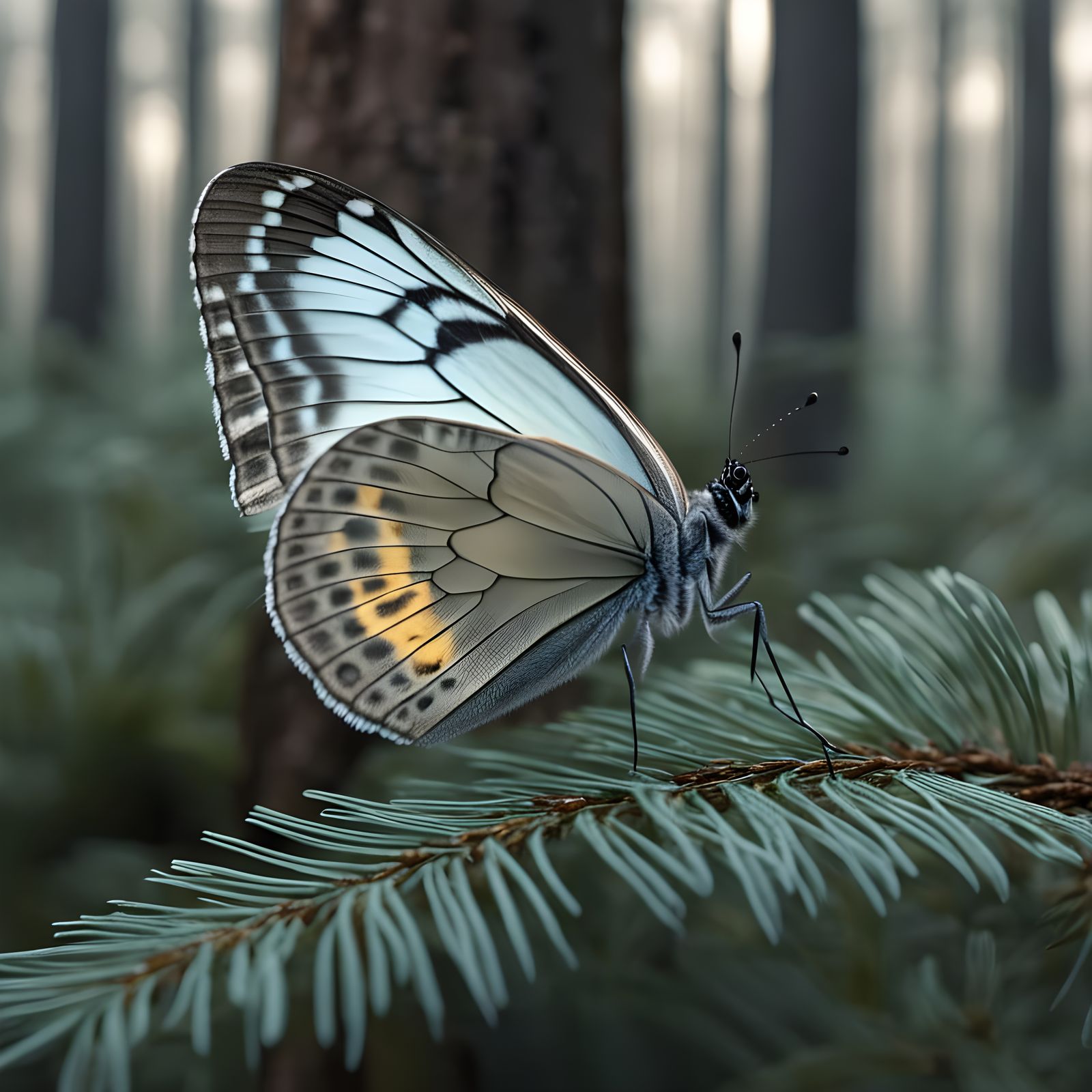 Macro Butterfly with Forest Wings in Soft Light