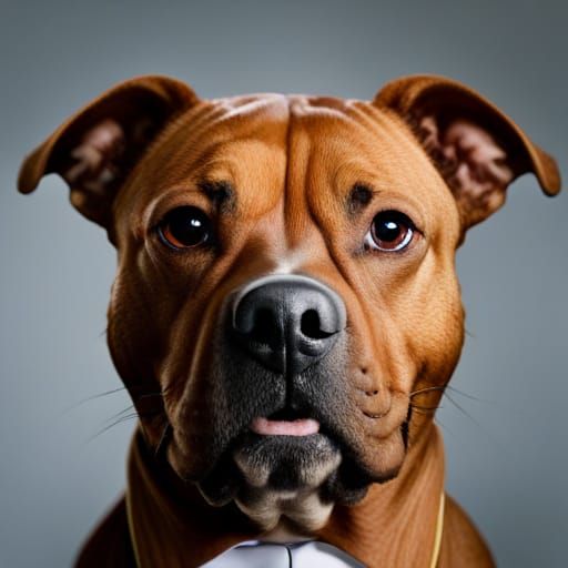 Staffordshire Bull Terrier Portrait in Suit and Tie