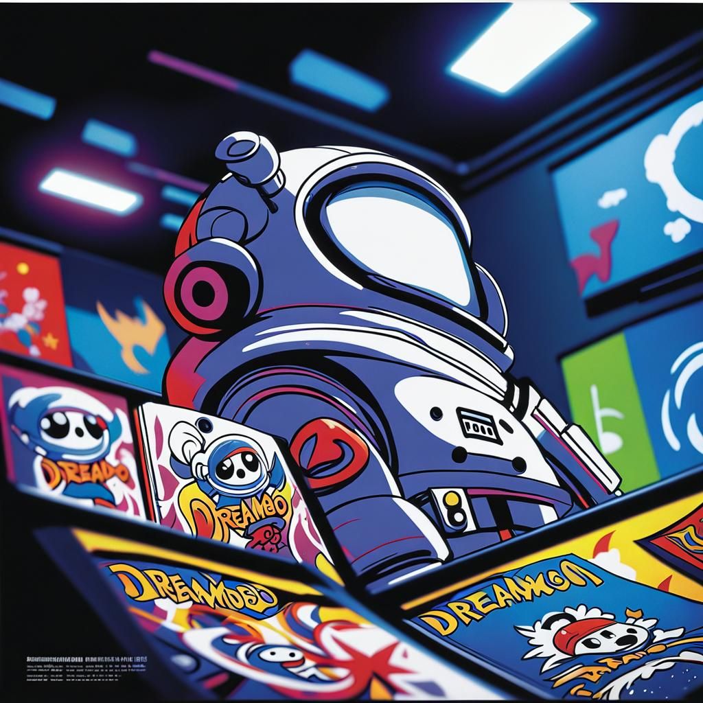 Cute Astronaut Toy with Flag in Anime Style