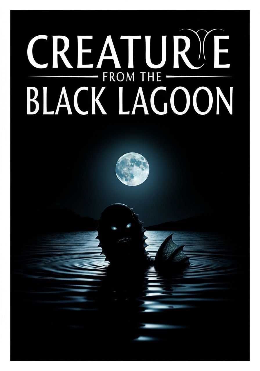 Gill-man Monster in Murky Water, Cinematic Style