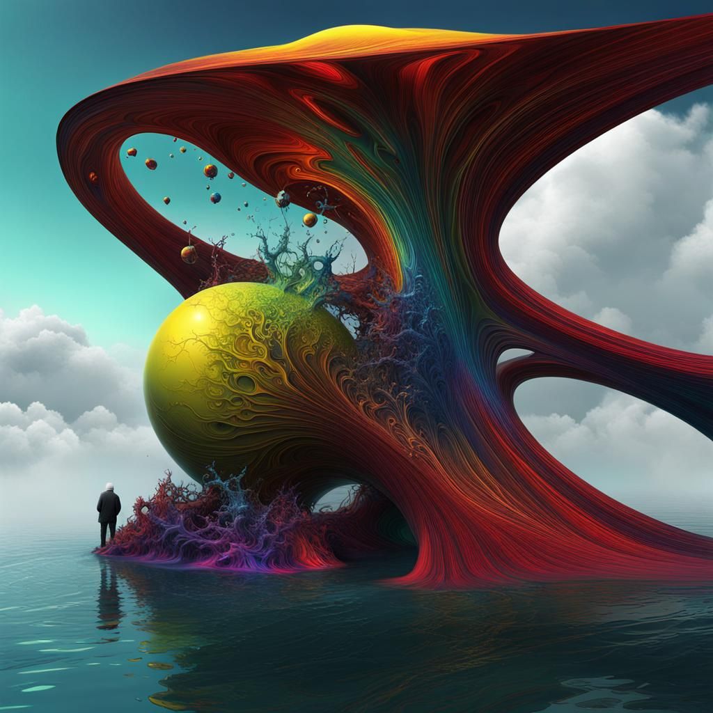 old man, foto, abstract vector fractal 0.38, vector fractal 1. , wave function, 3d shading, water, apple red and flufie ...