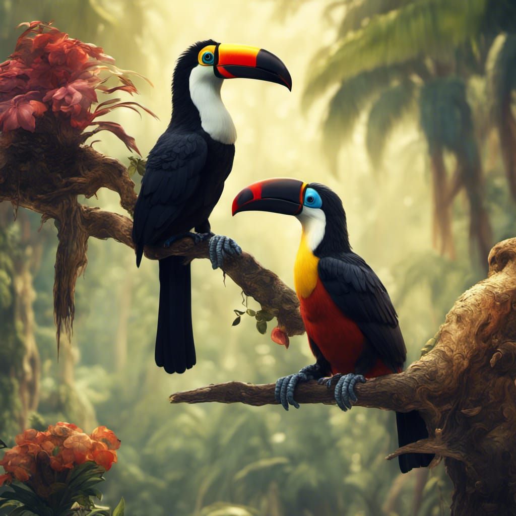 Toucan Family: Detailed Fantasy Concept Art