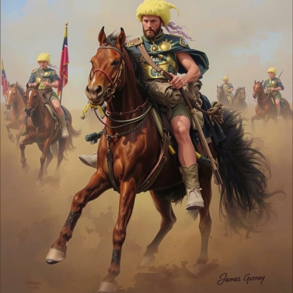 Powerful Figure Overcomes Dark Spirits as Oil Painting