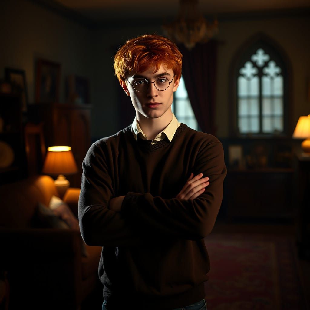Harry Potter in a Haunting Cinematic Portrait