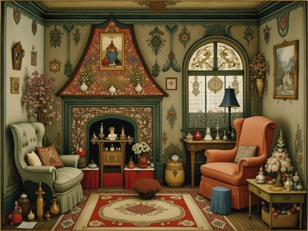 Intricate Cozy Home Illustration in Storybook Style