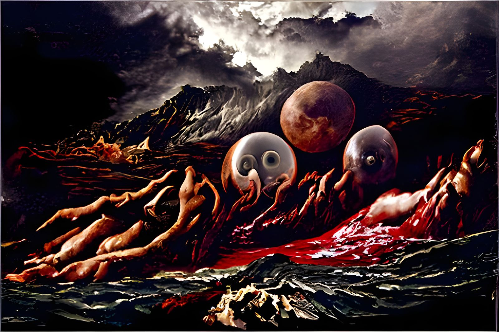 Blood Moon Landscape in Hyper-Realistic Style