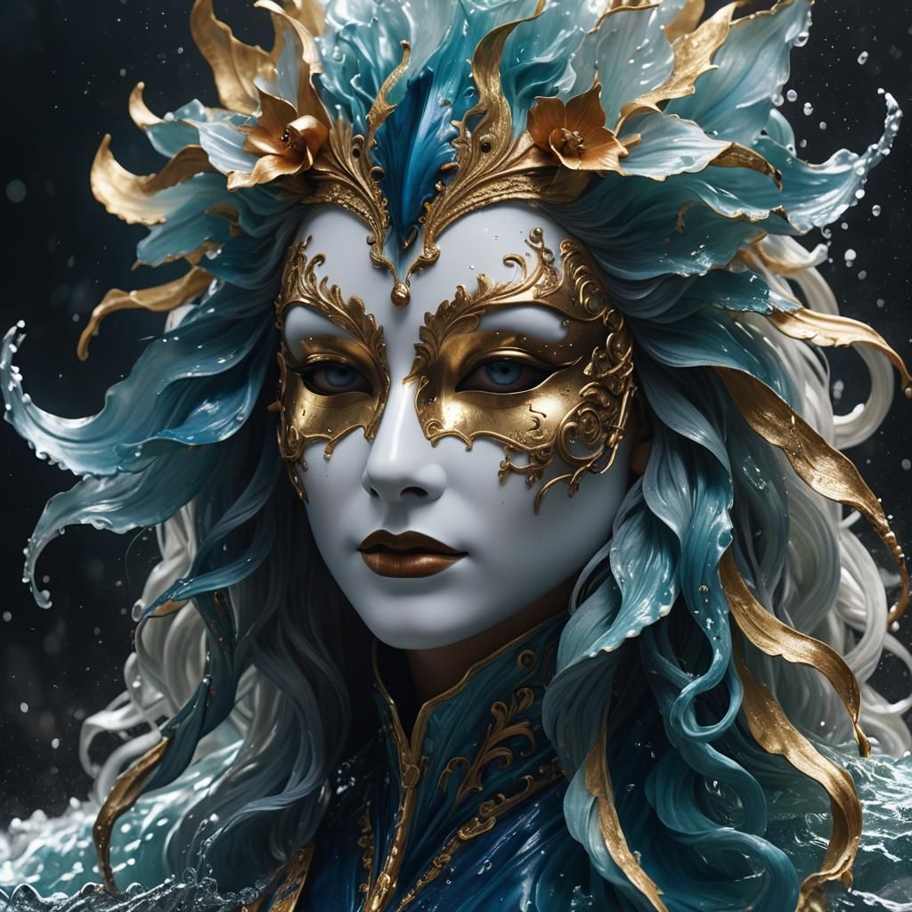 Water Mask: A Hyper-Realistic Venetian Portrait