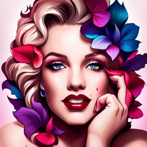 Glamorous Marilyn Monroe Portrait in Art Nouveau Style
