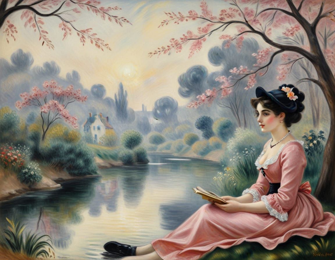 Noire Renoir-Style Painting: Dark Impressionism