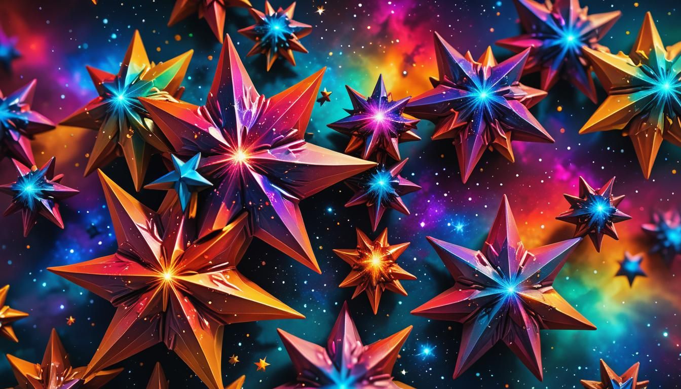 Spectacular Vivid Star Cluster in Digital Painting Style