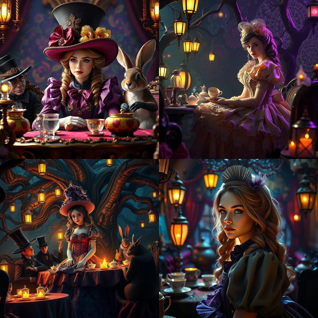 Dark Fantasy Alice at Mad Hatter's Tea Party Concept Art