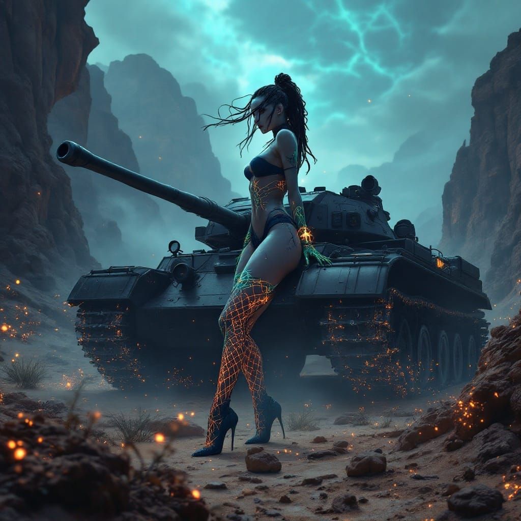 Majestic Goth Tankwoman in Fantasy Concept Art Style