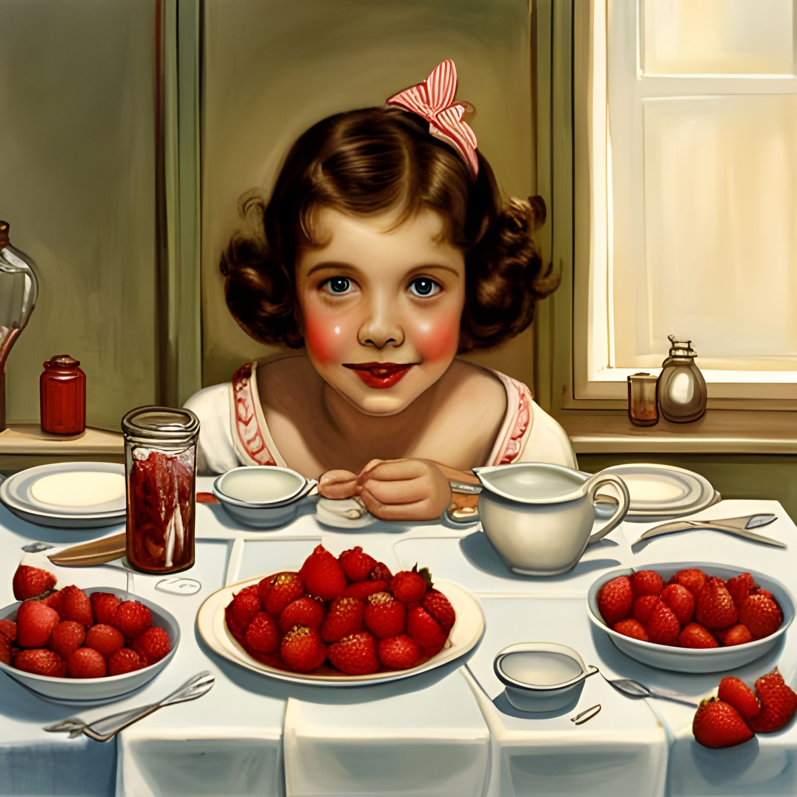 Strawberry Dinner Table in Candy Art Style