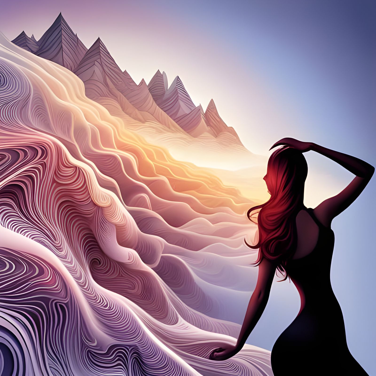 Abstract Fractal Dreamscape with 3D Shading