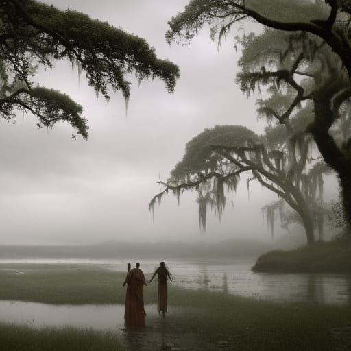 Epic Savanna Bayou: A Detailed Digital Matte Painting