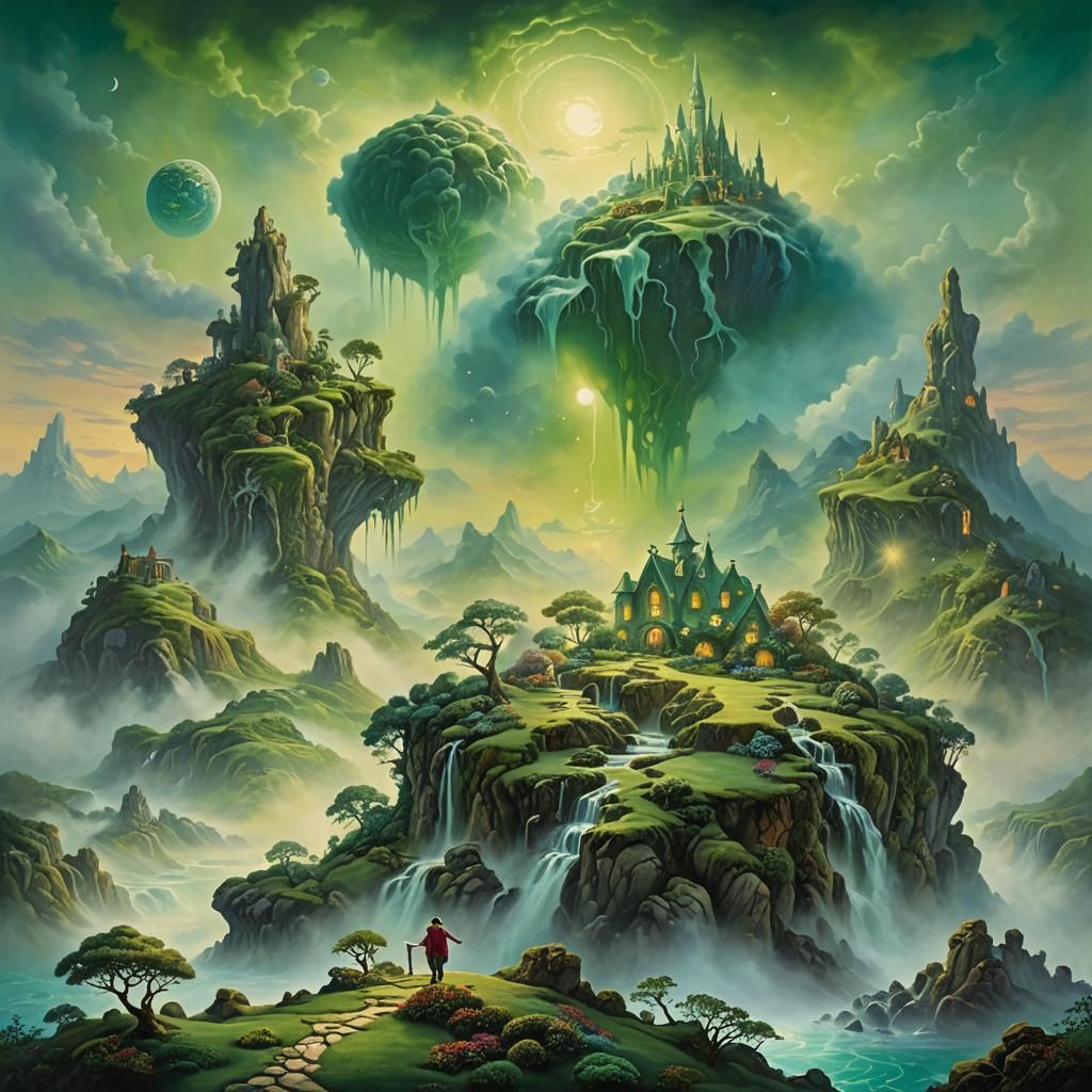 Surreal Green Planet in Ethereal Fantasy Style